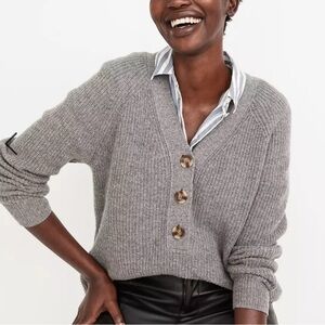 Madewell Lyle henley ribbed sweater - Grey, Sz M